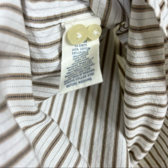 American Eagle Outfitters White Beige Striped Button Front Long Sleeve Shirt XS - Picture 5 of 6